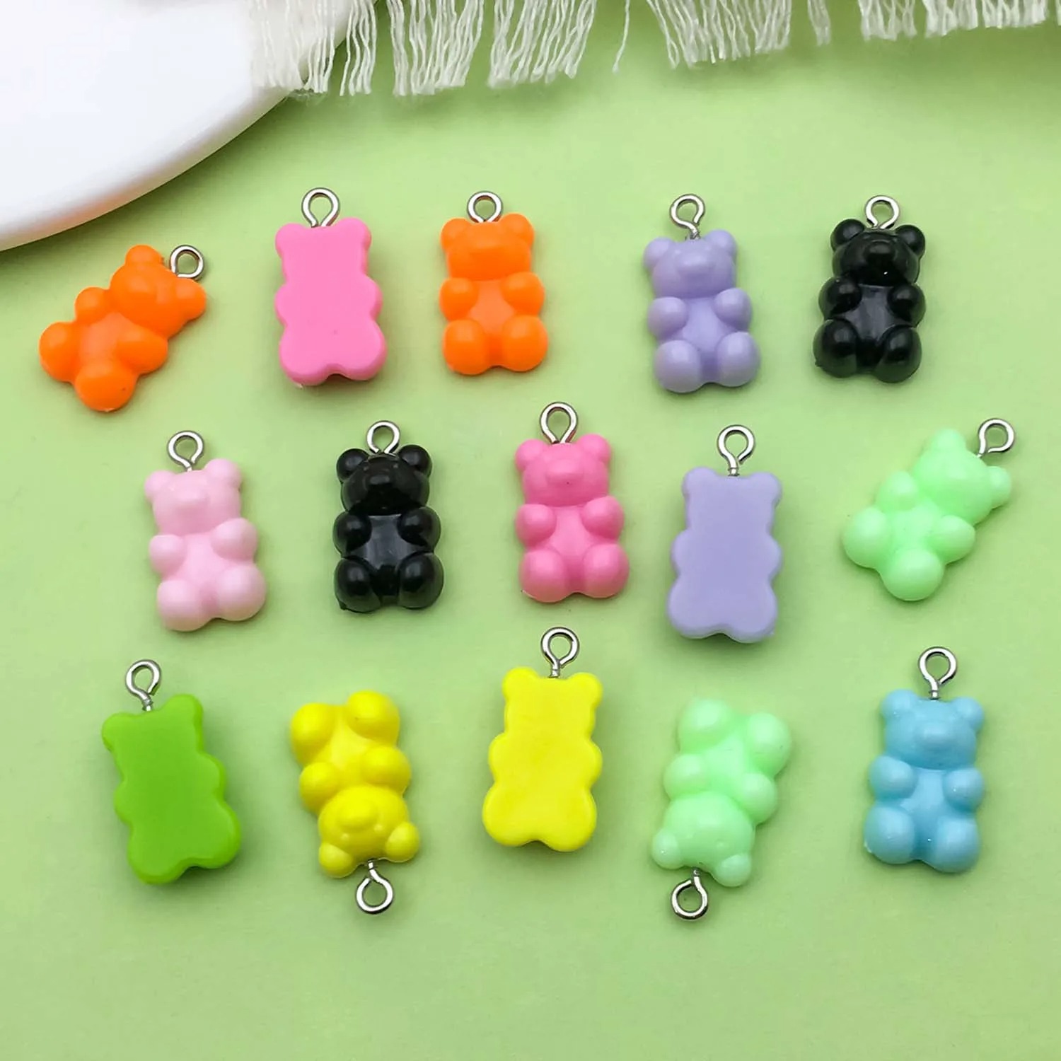 Resin Craft Supplies - 20Pcs 11×21mm Lovely Multicolored Bear Acrylic