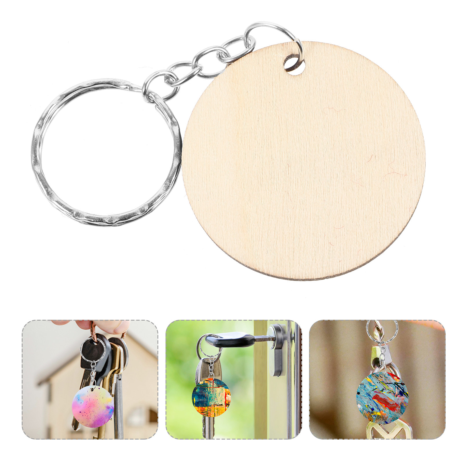 Wood Ring Blank - 1Set Wooden Keychain Blanks DIY Blank