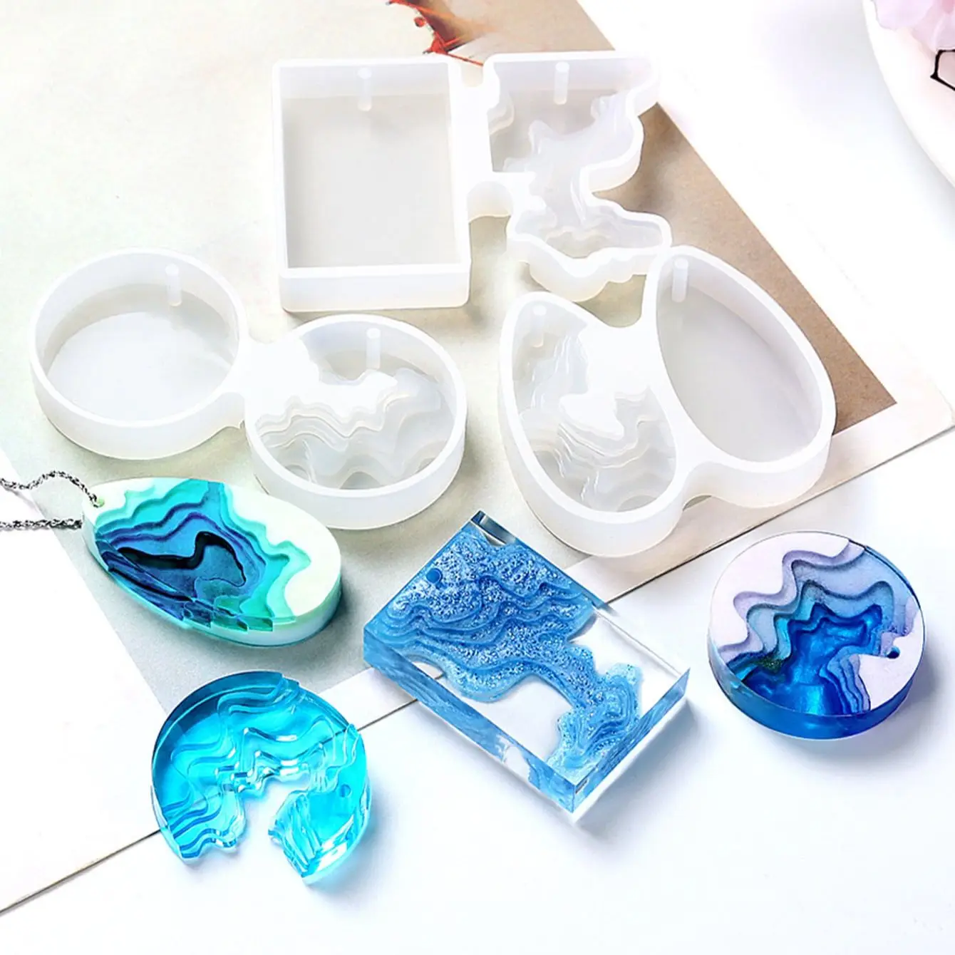 Round Water Drop Handmade DIY  - огляд і ціна Resin Ocean Wave Mold