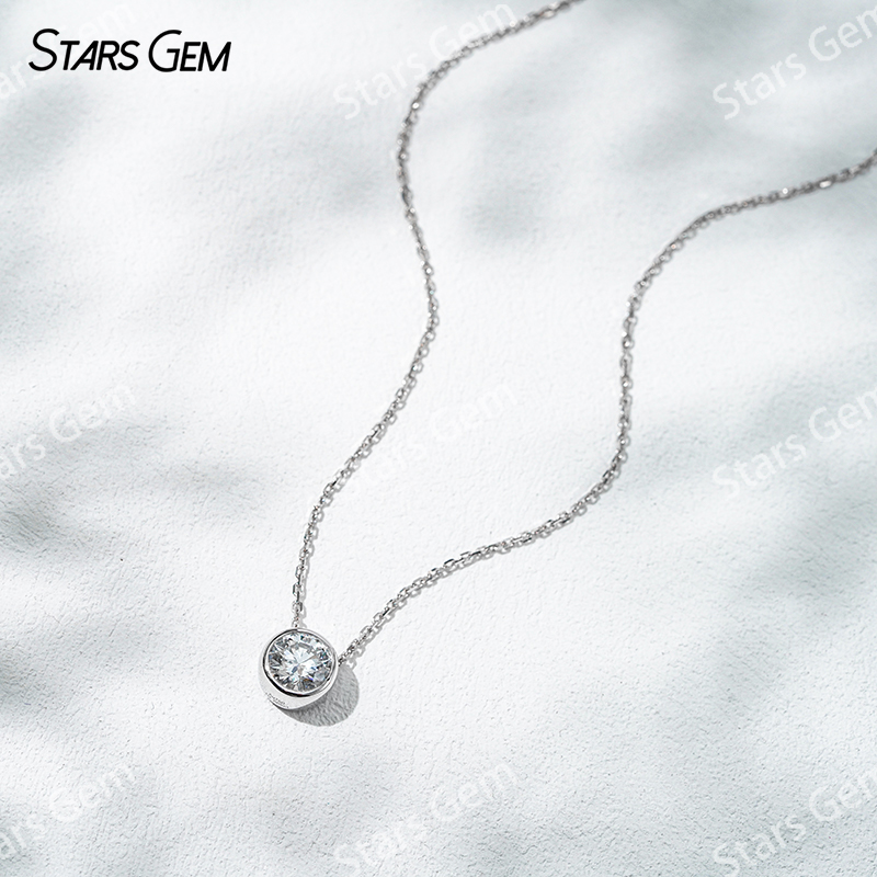 18K Gold 6.4mm 1.0ct Round Bri - огляд і ціна Bezels Set Pendant