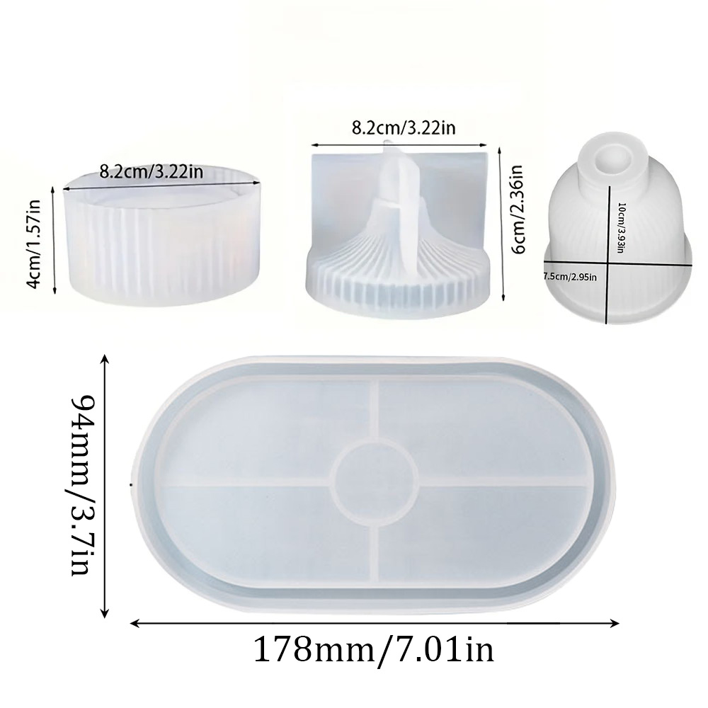 4pcs Silicone Molds Oval Tray  - огляд і ціна Coaster Mold Round