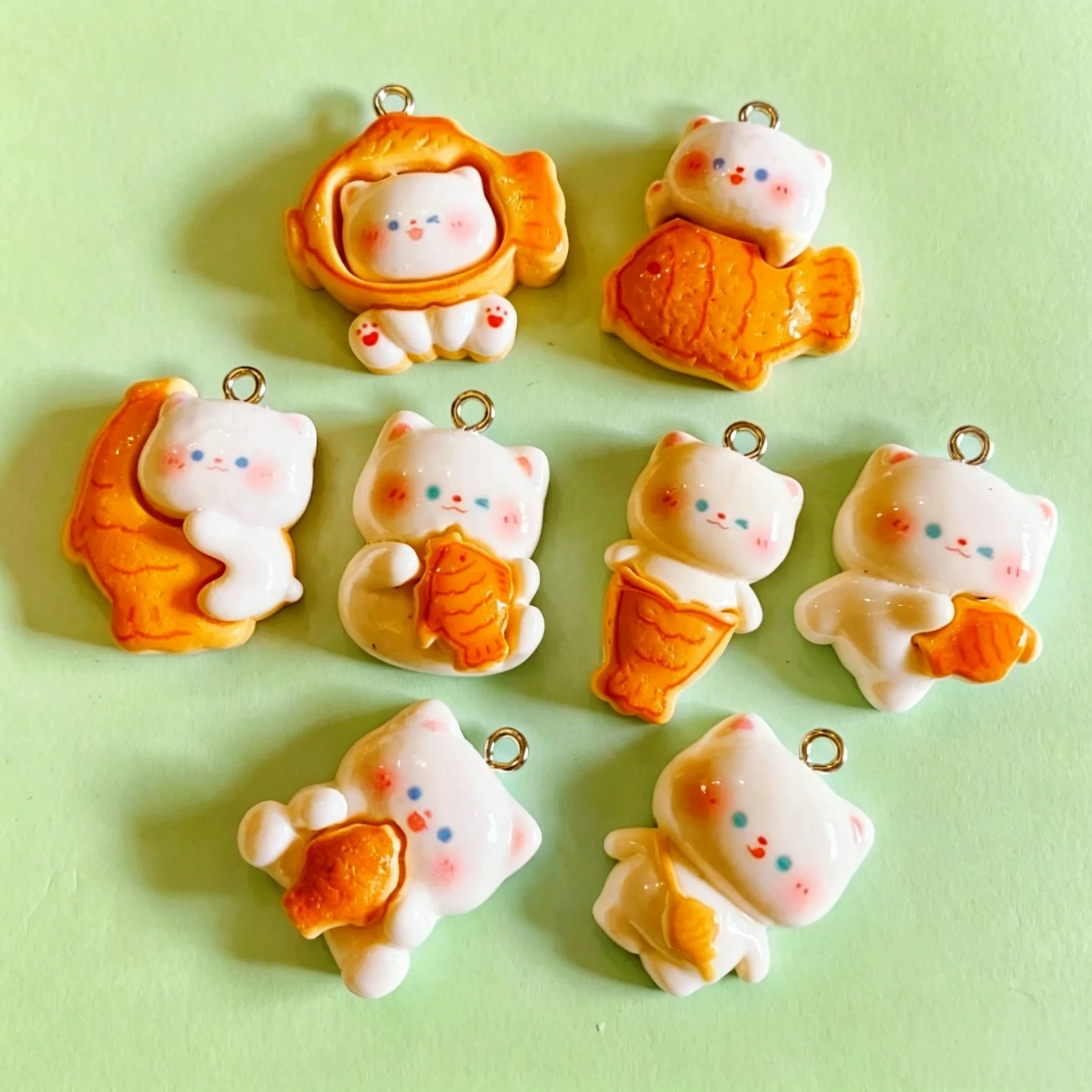 10pcs/lot Cute 3D Taiyaki Cat  - огляд і ціна Resin Craft Supplies