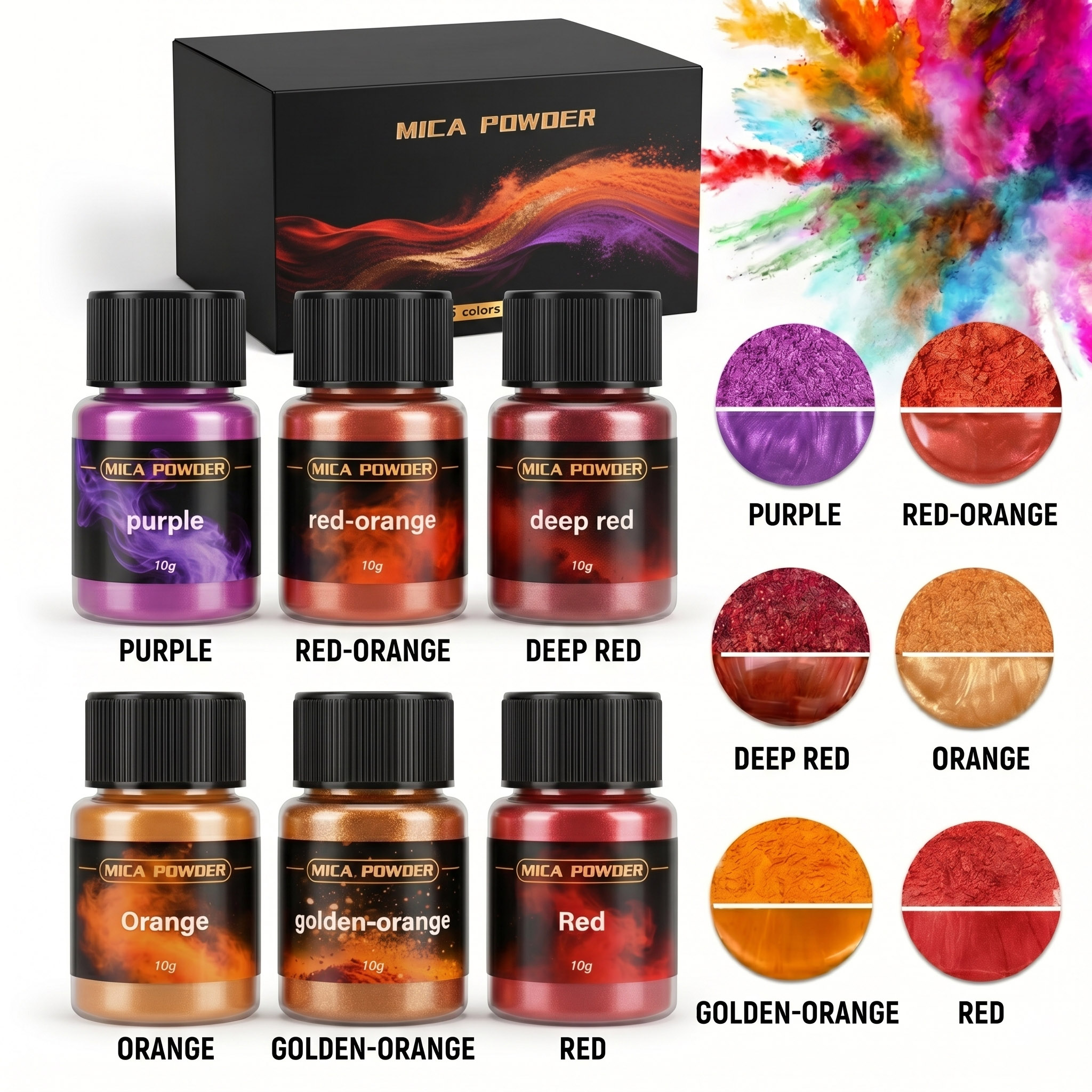 6Colors/Sets metallic powder p - огляд і ціна Resin Pigment Set