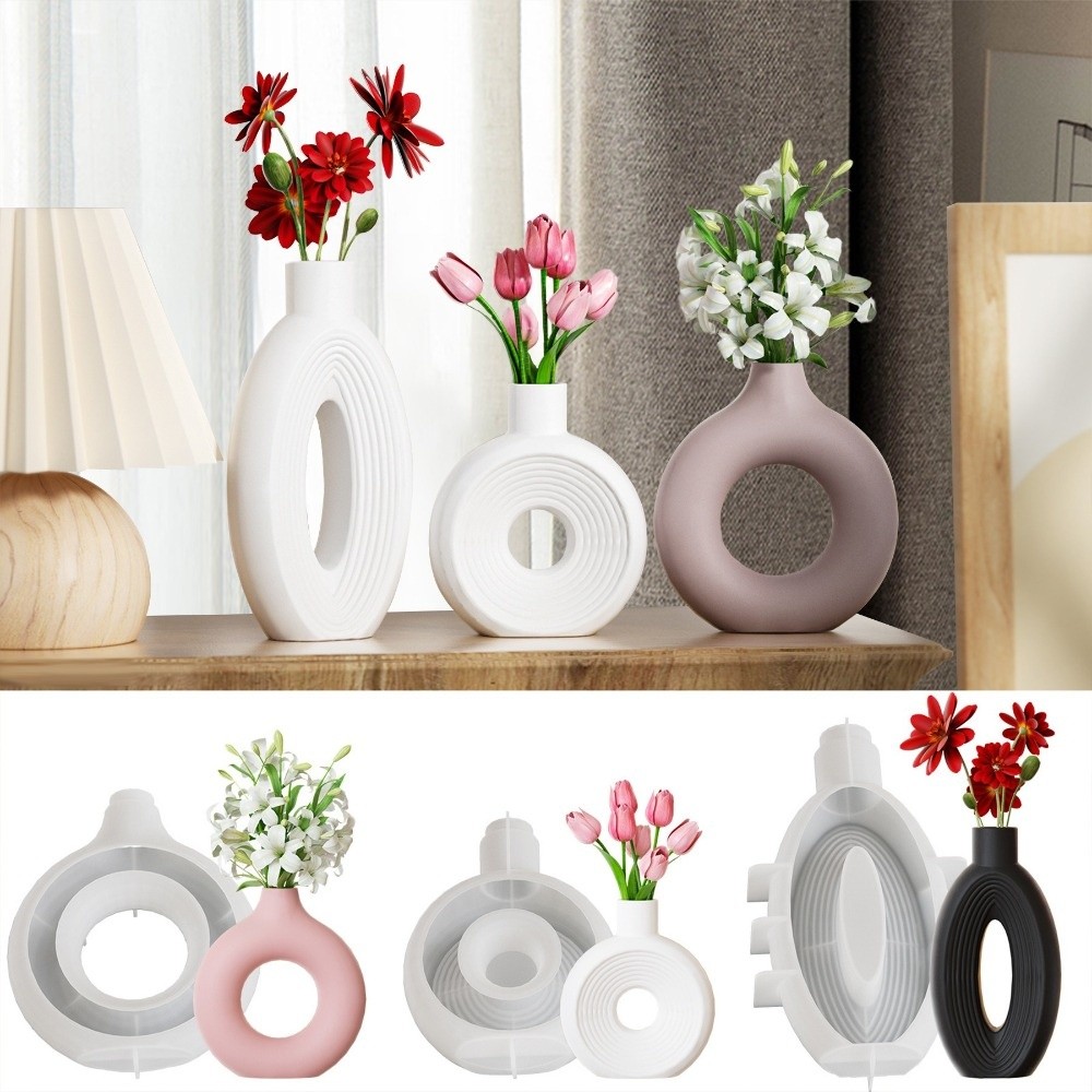 Oval Stripe Silicone Vase Mold - огляд і ціна Resin Craft Workshop