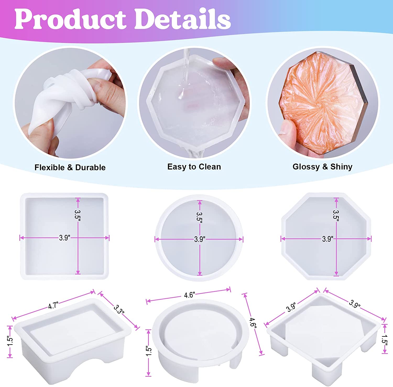 Coaster Resin Molds Silicone,  - огляд і ціна Coaster Mold Round