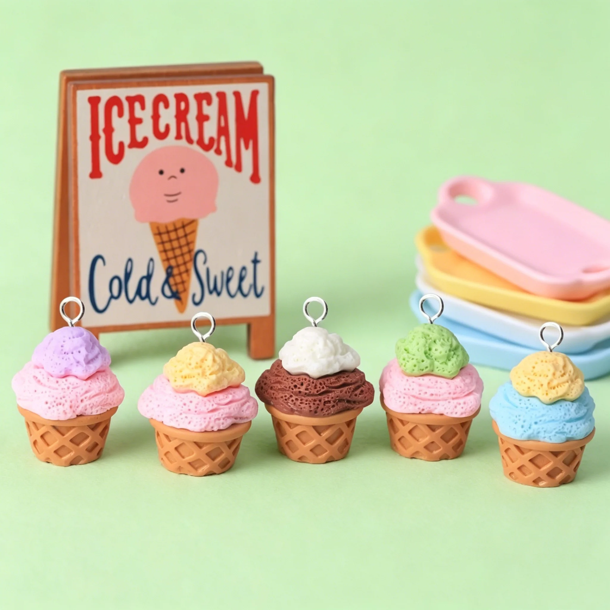 10Pcs Cute 3D Ice Cream Cone R - огляд і ціна Resin Craft Projects