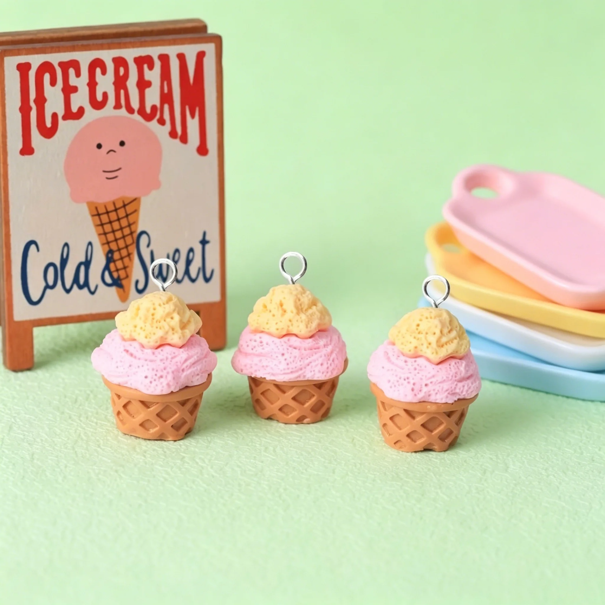 10Pcs Cute 3D Ice Cream Cone R - огляд і ціна Resin Craft Projects