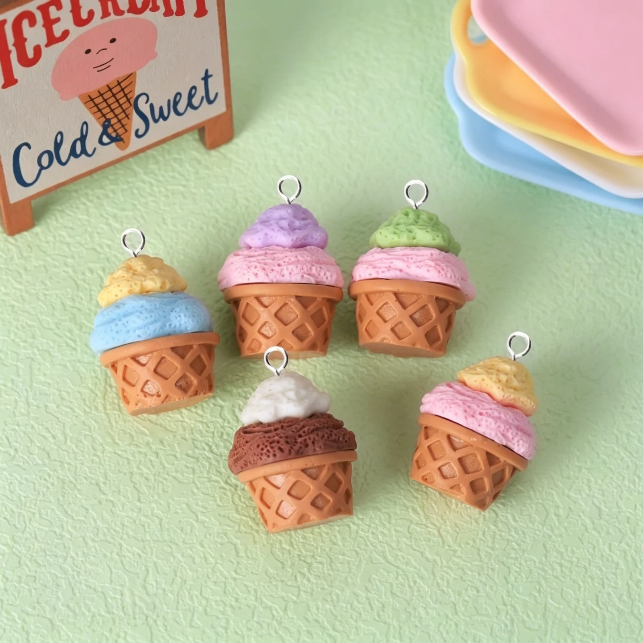 10Pcs Cute 3D Ice Cream Cone R - огляд і ціна Resin Craft Projects