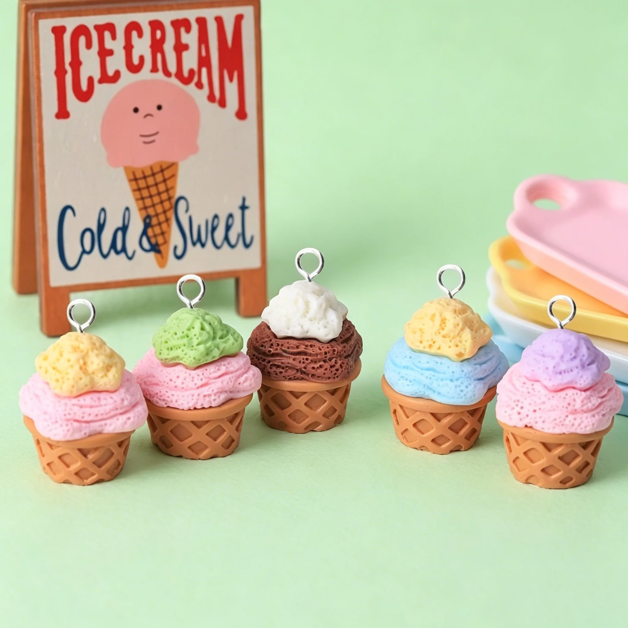 10Pcs Cute 3D Ice Cream Cone R - огляд і ціна Resin Craft Projects