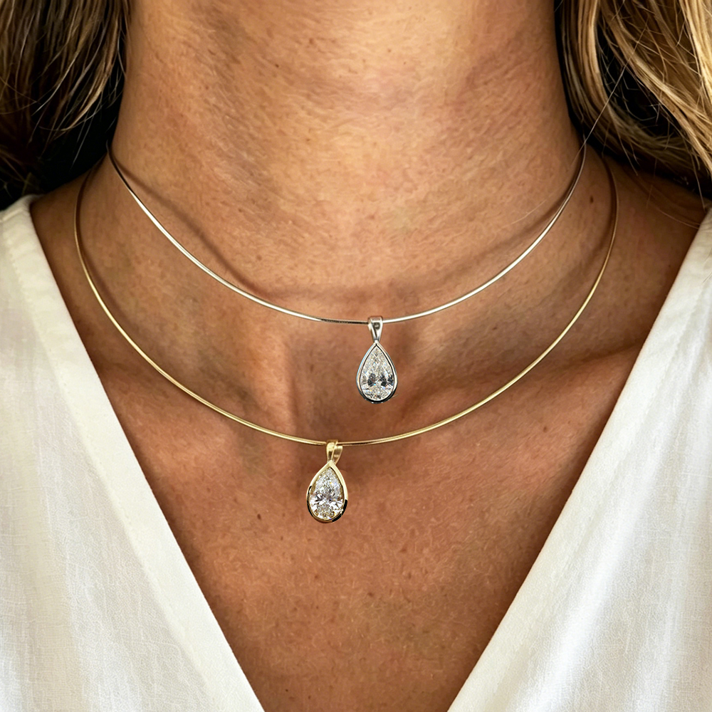 BXINY 3CT Bezel Set Pear Cut M - огляд і ціна Bezels Set Pendant