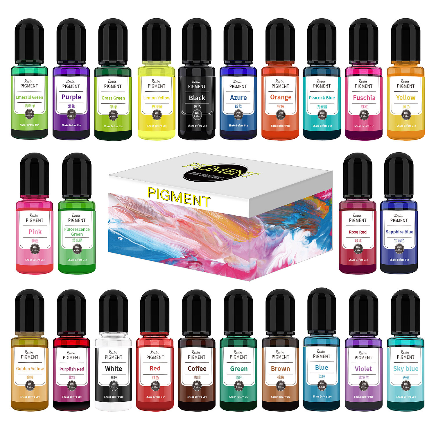 24 Color Art Ink Alcohol Resin - огляд і ціна Resin Pigment Set